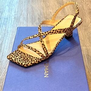 Brand new Stuart Weitzman Oasis 50 Slingback Kitten Heel Sandal Cheetah Print